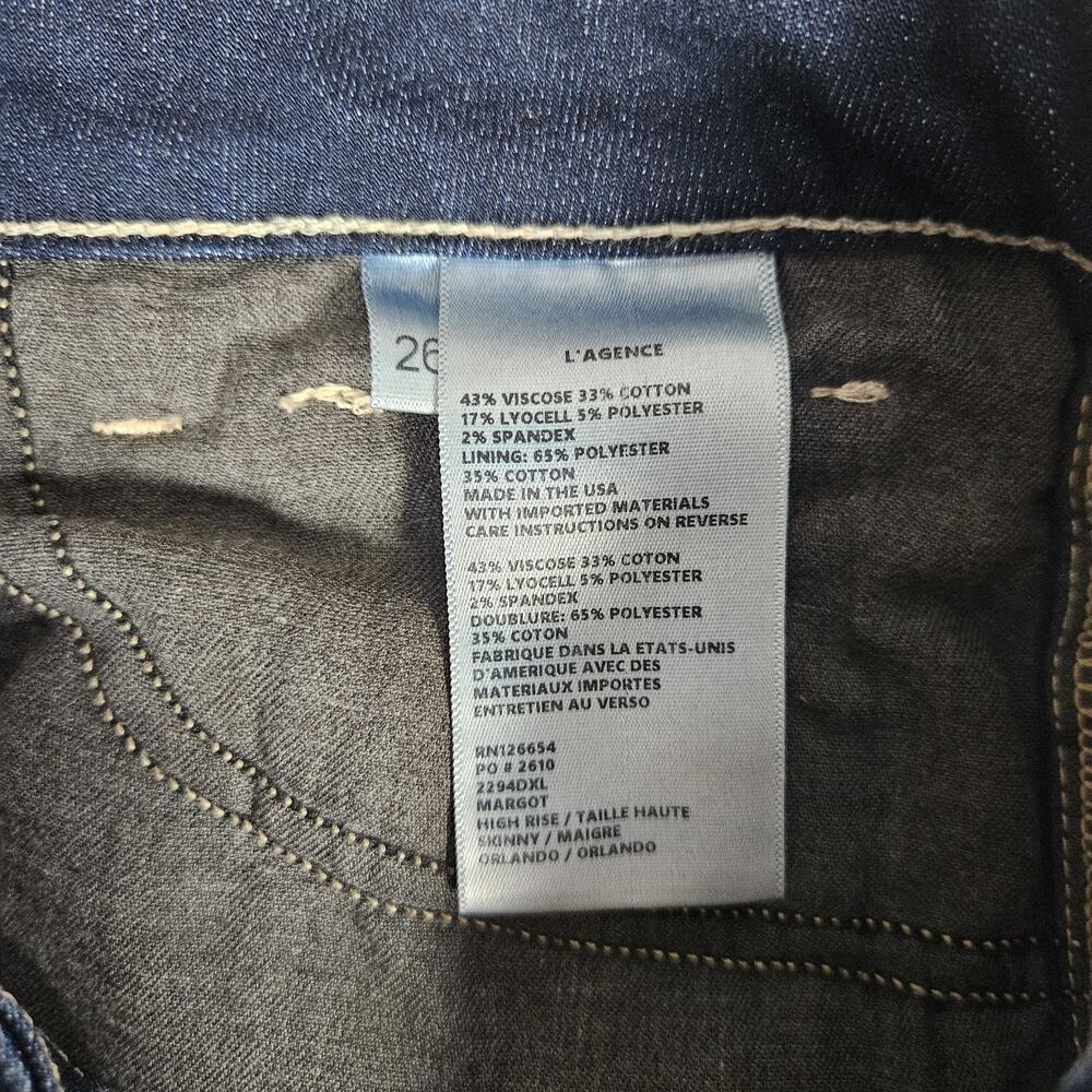 L' Agence Jeans Womens 26 Blue Margot High Rise Skinny Normcore Minimalist - Picture 4 of 10